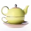Green Yellow Porcelain Ceramic Teapot Cup Set