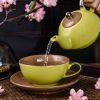 Green Yellow Porcelain Ceramic Teapot Cup Set