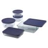 10-Piece Glass Food Storage Set with Blue Plastic Lids