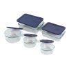 10-Piece Glass Food Storage Set with Blue Plastic Lids