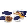 10-Piece Glass Food Storage Set with Blue Plastic Lids