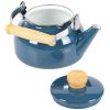 1.5 Qt. Steel Teapot Kettle Glossy Enamel Coating and Wood Handle