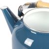 1.5 Qt. Steel Teapot Kettle Glossy Enamel Coating and Wood Handle