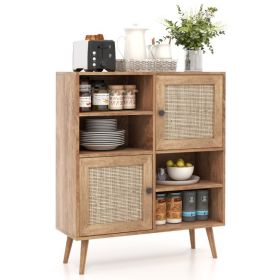 Dining Buffet Storage Cabinet w/ Rattan Doors