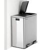 Dual Stainless Steel 16-Gallon Trash Can Recycle Bin