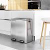 Dual Stainless Steel 16-Gallon Trash Can Recycle Bin