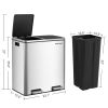 Dual Stainless Steel 16-Gallon Trash Can Recycle Bin
