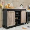 Sliding Barn Doors Kitchen Buffet Storage Cabinet
