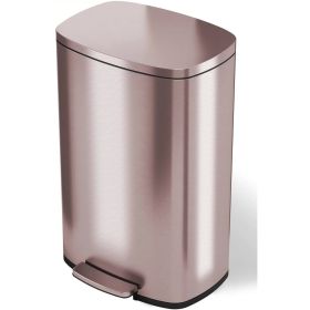 13-Gallon Copper Rose Gold Stainless Steel Step Trash Can