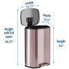 13-Gallon Copper Rose Gold Stainless Steel Step Trash Can