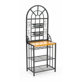 Bakers Rack with Utility Hooks and Storage Shelving
