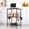 Wood 3-Shelf Kitchen Baker's Rack Microwave Cart