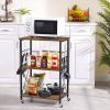 Wood 3-Shelf Kitchen Baker's Rack Microwave Cart