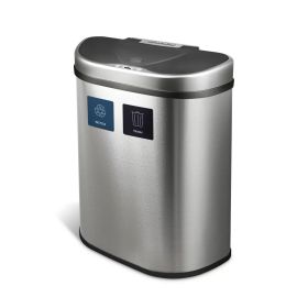 Dual Stainless Steel Recycle Bin with Motion Sensor Lid