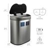 Dual Stainless Steel Recycle Bin with Motion Sensor Lid
