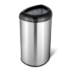 Stainless Steel Black Open Top 13-Gallon Kitchen Trash Can