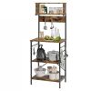 Industrial Metal Wood Shelf Microwave Stand