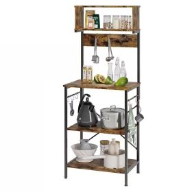 Industrial Metal Wood Shelf Microwave Stand