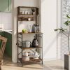 Industrial Metal Wood Shelf Microwave Stand