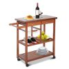 Kitchen Island Cart with Wine Rack and Cutting Board Top