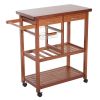 Kitchen Island Cart with Wine Rack and Cutting Board Top