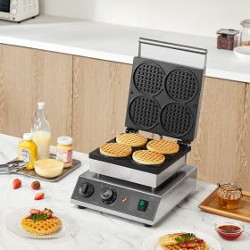 4PCS Commercial Waffle Maker Round Waffle Iron Machine 1750W Non-Stick