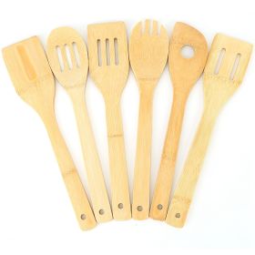 6Pcs Cooking Utensil Bamboo Wooden Spoons
