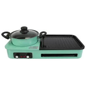 Electric Grill And Hot Pot Combo - 1600W Smokeless Korean BBQ Grill With Dual-Zone Cooking Non-Stick Surface