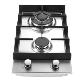 2-Burners Gas Cooktop 12in Stainless Steel