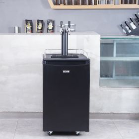 Beer Kegerator, Dual Tap Draft Beer Dispenser, Full Size Keg Refrigerator With Shelves, CO2 Cylinder, Drip Tray & Rail, 32Â°F- 50Â°F Temperature Contr