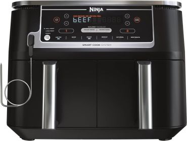 DZ550 Foodi 10 Quart 6-in-1 DualZone Smart XL Air Fryer with 2 Independent Baskets, Thermometer for Perfect Doneness