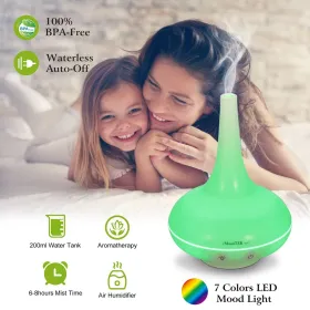 Ultrasonic Cool Mist Humidifier 200ml Aroma Essential Oil Diffuser
