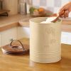 Metal Rice Storage Barrel with Wooden Lid - Sleek & Durable Kitchen Canister-8.6X8.6X11"
