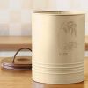 Metal Rice Storage Barrel with Wooden Lid - Sleek & Durable Kitchen Canister-8.6X8.6X11"
