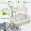 2-Tier Dish Drying Rack Cutlery Drainer