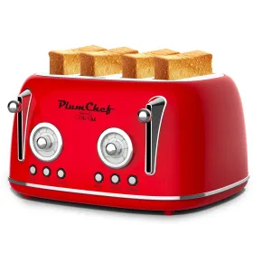 4 Slice Retro Style Toaster, Dual Control Toaster With Warming Rack