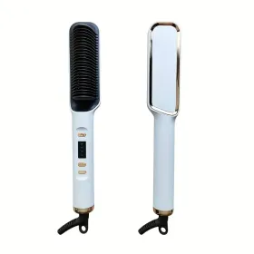 Professional Ionic Hair Straightening Brush (Option: White)