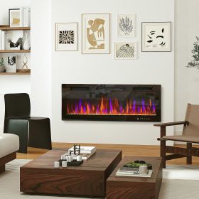 50" Electric Fireplace Recessed and Wall Mounted (Option: Black-1335x165x545 mm)