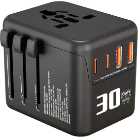 30W GaN Universal Travel Adapter - 2 USB-A + 2 USB-C (Option: BlackPD30W)