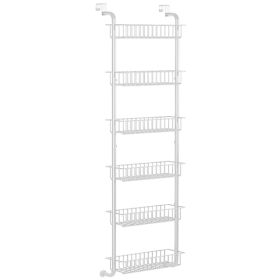 6 Tier Over Door Pantry Organizer (Option: MetalDoorShelfWhite)