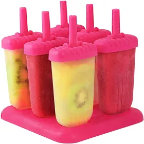6Pcs Popsicle Molds Reusable Ice Cream DIY Ice Pop Maker (Option: Hotpink)