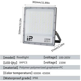 LED Floodlight, Outdoor Waterproof Strong Light, Ultra Bright Construction Site Factory RV Room Searchlight, Outdoor High-power Lighting Lamp (Option: 150W)