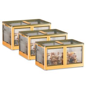 3Pcs Foldable Storage Bins with Lid (Option: 3PcsBinsXLYellow)