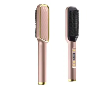 Professional Ionic Hair Straightening Brush (Option: Goldencolor)