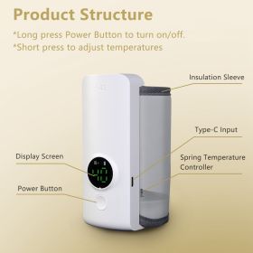 1Pc Portable Bottle Warmer Baby Milk Warmer Milk Formula Warmer For Travel With 6 Heating Levels USB Rechargeable Keep Milk Warm For 5 Hours No Bottle (Option: White)