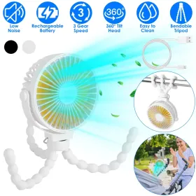 Portable Baby Stroller Fan Rechargeable Handheld Fan (Option: White)