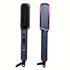 Professional Ionic Hair Straightening Brush (Option: Gray)