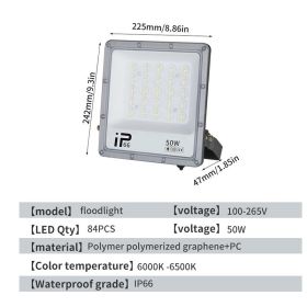 LED Floodlight, Outdoor Waterproof Strong Light, Ultra Bright Construction Site Factory RV Room Searchlight, Outdoor High-power Lighting Lamp (Option: 50W)