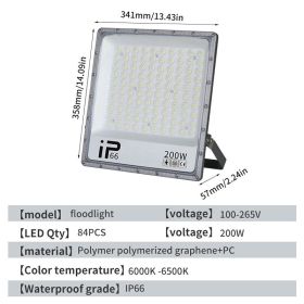 LED Floodlight, Outdoor Waterproof Strong Light, Ultra Bright Construction Site Factory RV Room Searchlight, Outdoor High-power Lighting Lamp (Option: 200W)