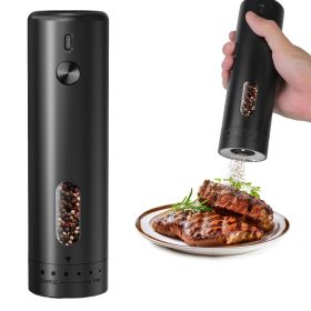 Electric Pepper Grinder USB Rechargeable Pepper Mill Automatic Salt Grinder (Option: Black)